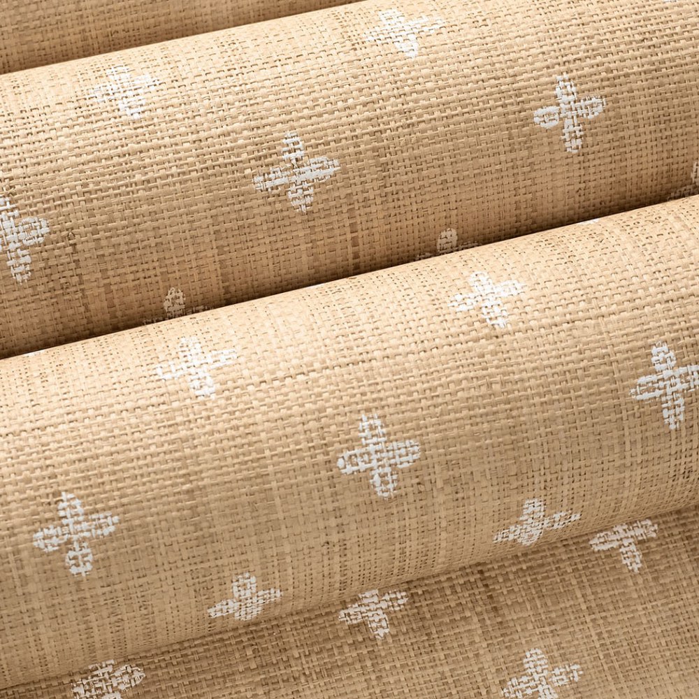 Thibaut Bethany Raffia Wallpaper in White on Natural